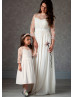 Lace Chiffon Tea Length Flower Girl Dress